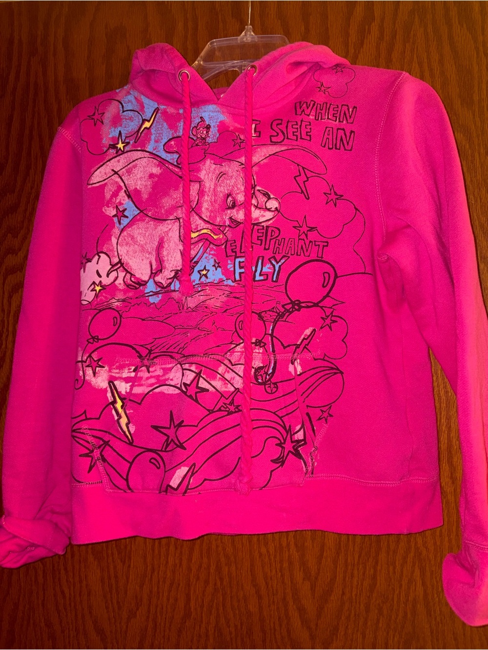 Disney Hot Pink Pullover Hoodie with Dumbo Graphic